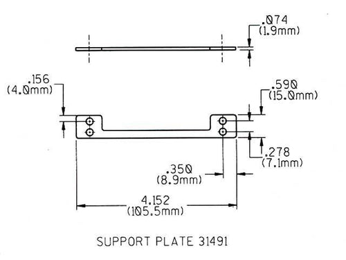 Mounting Plate/ Bracket, 4 hole, 3-7/16 multi-point sash lock - Mounting Plate/ Bracket, 4 hole, 3-7/16 multi-point sash lock