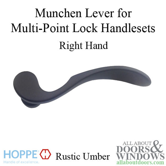 Munchen Lever Handle for Right Handed Multipoint Lock Handlesets - Rustic Umber