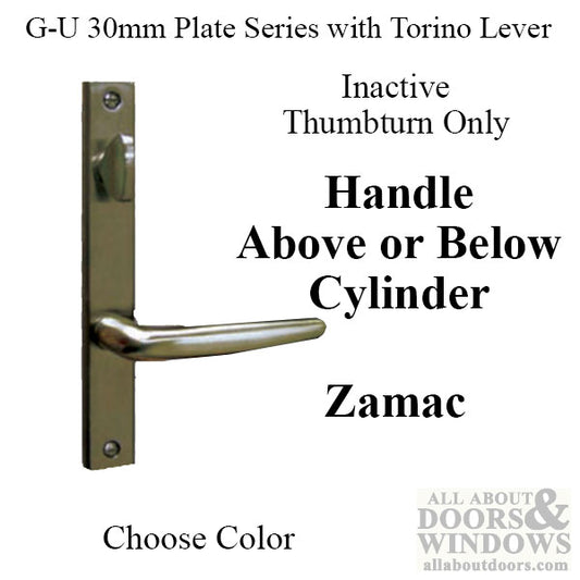 G-U Torino Handle and 30mm Plate Series, Zamac, Inactive, Thumbturn Only (Handles DO Move), Choose Color