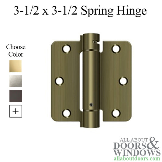 Spring Hinge 3.5 x 3.5 x 1/4 Radius Corners, Deltana Single Action - Choose Color