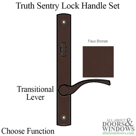 Truth Sentry Lock Handle Set, Transitional, Painted over Zinc- Faux Bronze