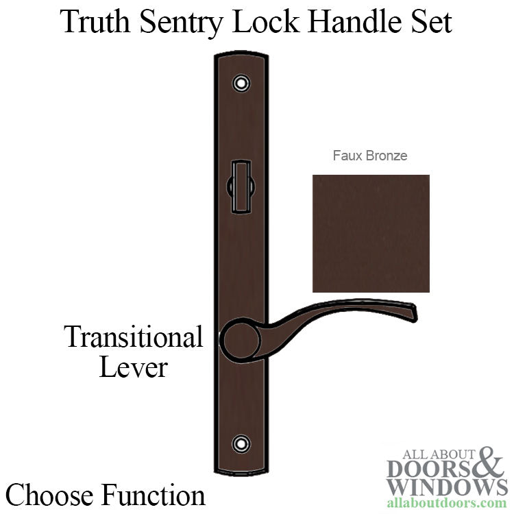 Truth Sentry Lock Handle Set, Transitional, Painted over Zinc- Faux Bronze - Truth Sentry Lock Handle Set, Transitional, Painted over Zinc- Faux Bronze