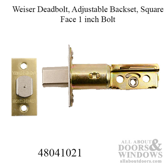 Weiser Deadbolt, 2-3/8" Adjustable Backset, Square Face, 1" Deadbolt Throw