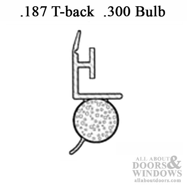 T-Slot Foam Filled Offset Bulb .187 x .300 Slide-in Backing Weatherstrip - T-Slot Foam Filled Offset Bulb .187 x .300 Slide-in Backing Weatherstrip