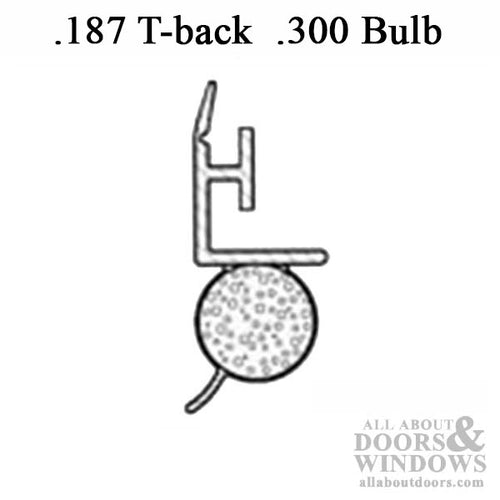 T-Slot Foam Filled Offset Bulb .187 x .300 Slide-in Backing Weatherstrip - T-Slot Foam Filled Offset Bulb .187 x .300 Slide-in Backing Weatherstrip