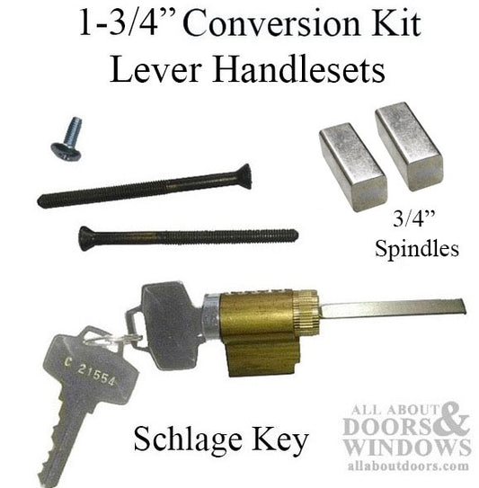 1-3/4 Lever Kit: Schlage Keyed Cylinder,  2 screws, 3/4" spin