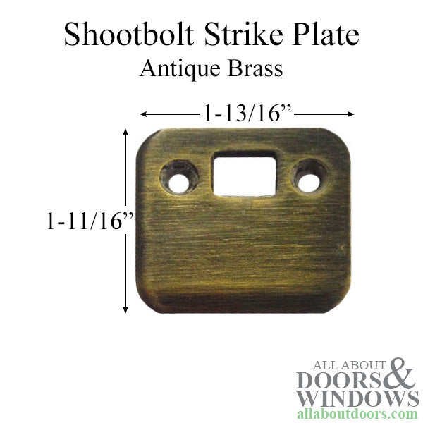 Strike Plate, Shootbolt, Single Door - Antique Brass - Strike Plate, Shootbolt, Single Door - Antique Brass