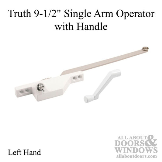 Truth 9-1/2" Single Arm Operator with Handle, LH - White