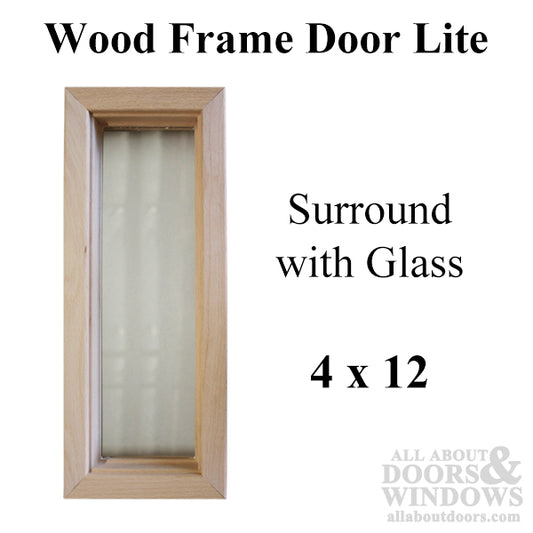 Wood frame door lite 4 x 12 single pane glass