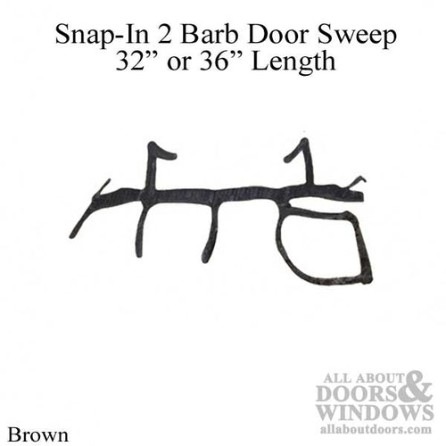 Snap-In 2-Barb Door Sweep, Brown - Snap-In 2-Barb Door Sweep, Brown