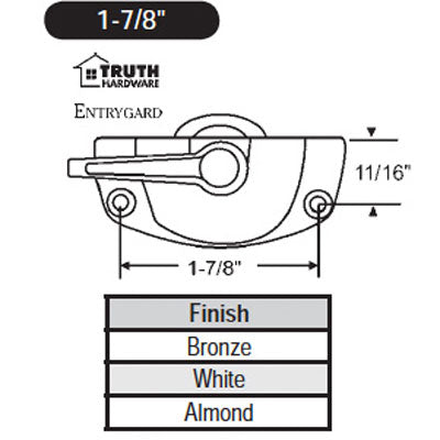 Sash Lock,   1-7/8, Offset screws - Choose Color - Sash Lock,   1-7/8, Offset screws - Choose Color