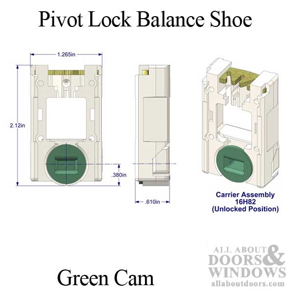 Pivot Lock Balance Shoe, 1-1/4 x 2-1/32 x 39/64, Light Green Cam - Pivot Lock Balance Shoe, 1-1/4 x 2-1/32 x 39/64, Light Green Cam