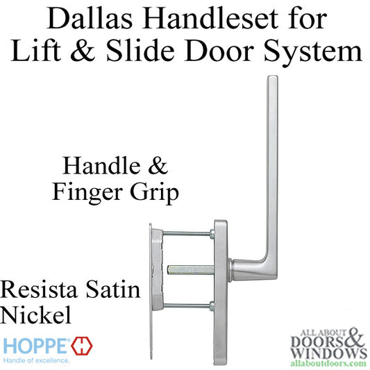 Dallas Handle and Finger Grip for Lift and Slide Door System - Resista Satin Nickel