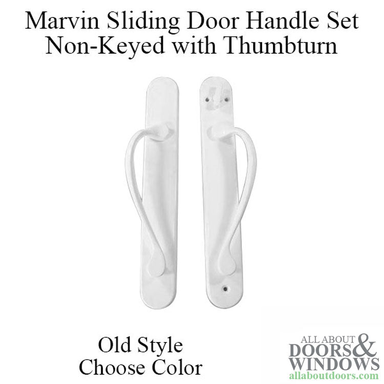 Marvin Sliding Door Handle Set, Old Style, Active, NO Key with Thumb-turn - White - Marvin Sliding Door Handle Set, Old Style, Active, NO Key with Thumb-turn - White