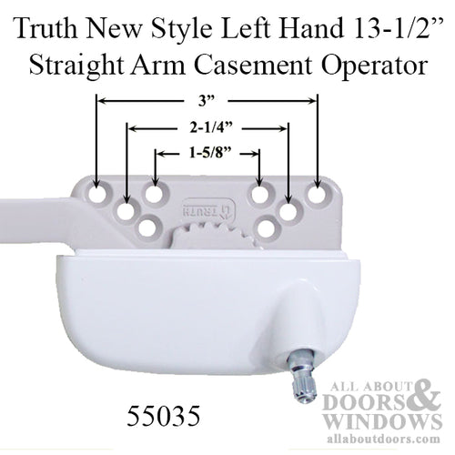 New Style Truth Ellipse Left Hand 13-1/2 Inch Straight Arm Casement Operator - Choose Color - New Style Truth Ellipse Left Hand 13-1/2 Inch Straight Arm Casement Operator - Choose Color