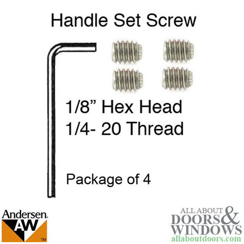 Set Screw w/ Wrench, 1/4-20 Thread, Andersen 1999-Present  - Silver - Set Screw w/ Wrench, 1/4-20 Thread, Andersen 1999-Present  - Silver