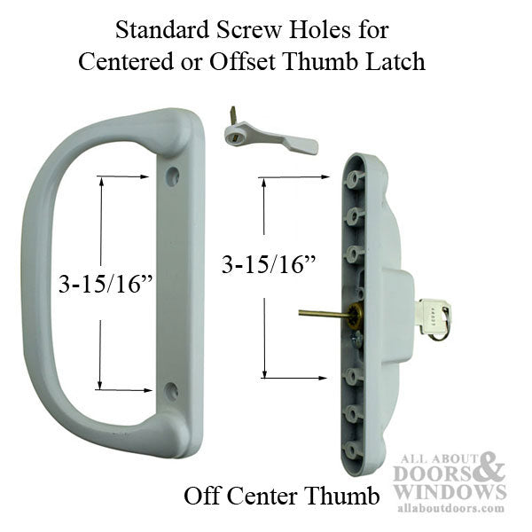 Keyed Patio Door Handle Set with Mortise Lock and Keeper 3-15/16 Inch Screw Hole Center - Keyed Patio Door Handle Set with Mortise Lock and Keeper 3-15/16 Inch Screw Hole Center