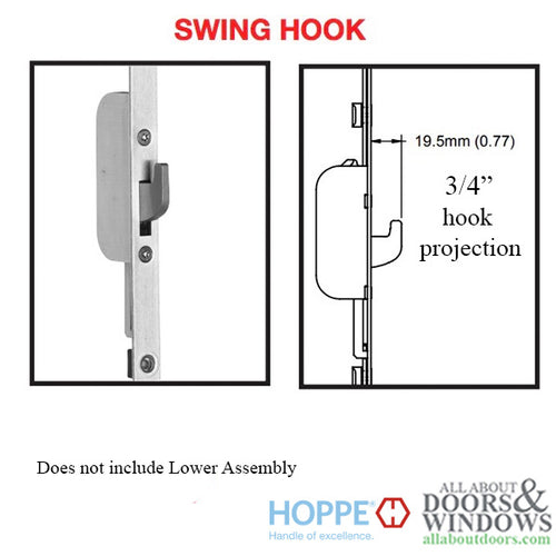 16mm Top Extension Doors 78.54-79.25” Swing Hook @ 35.43