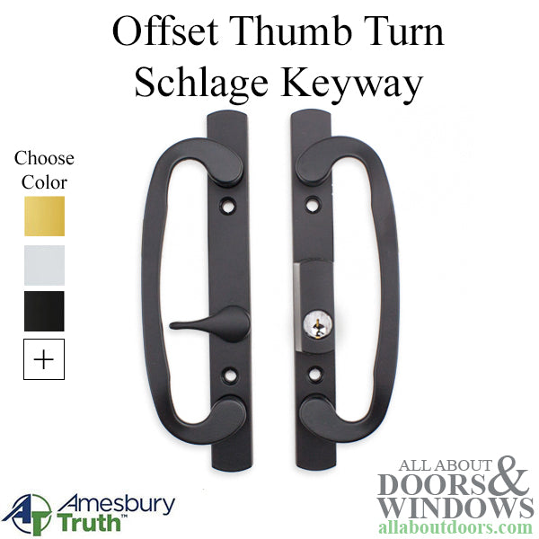 Legacy Glass Sliding Door Handle Set, Keyed with Offset Thumbturn, Schlage Keyway, Choose Color - Legacy Glass Sliding Door Handle Set, Keyed with Offset Thumbturn, Schlage Keyway, Choose Color