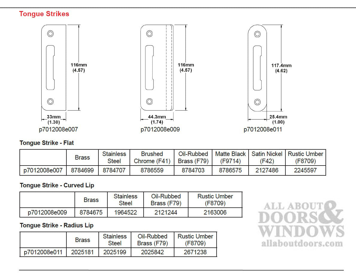 Strike Plate, PT0002N, Flat Tongue 1.30 x 4.57 -  Brushed Chrome - Strike Plate, PT0002N, Flat Tongue 1.30 x 4.57 -  Brushed Chrome