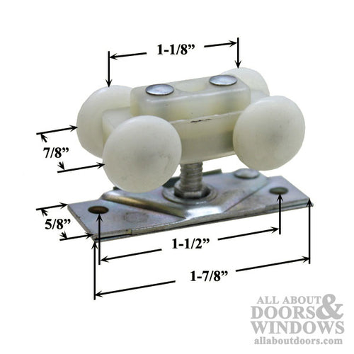 4 Wheel Closet Door Roller with 5/8 Inch Wheels - 4 Wheel Closet Door Roller with 5/8 Inch Wheels