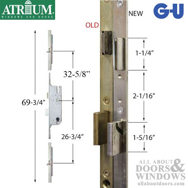 Atrium 35/92 Tongue Version Multipoint Lock Replacement for Old Style GU Tripact Lock - Atrium 35/92 Tongue Version Multipoint Lock Replacement for Old Style GU Tripact Lock