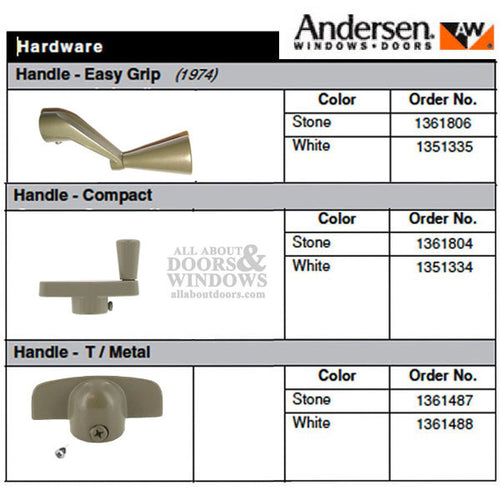 Andersen Window Crank Handle, Perma-Shield Casement, Easy Grip Classic  - Stone - Andersen Window Crank Handle, Perma-Shield Casement, Easy Grip Classic  - Stone