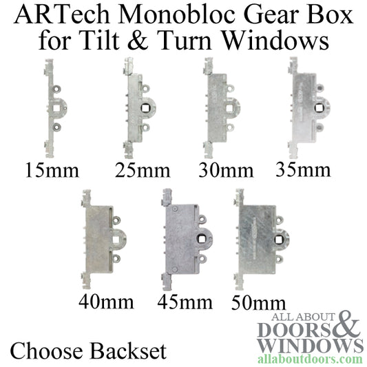 Monobloc Gear Box for Tilt & Turn Window Multipoint Lock, Choose Backset