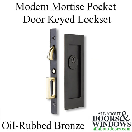 Keyed Pocket Door Mortise, Modern Rectangular - Oil Rubbed Bronze - Keyed Pocket Door Mortise, Modern Rectangular - Oil Rubbed Bronze