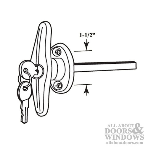 Lock T Handle with Keys  - Chrome - Lock T Handle with Keys  - Chrome