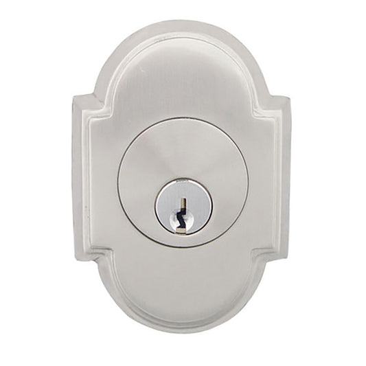Single Cylinder Deadbolt with Strike Plate Satin Nickel