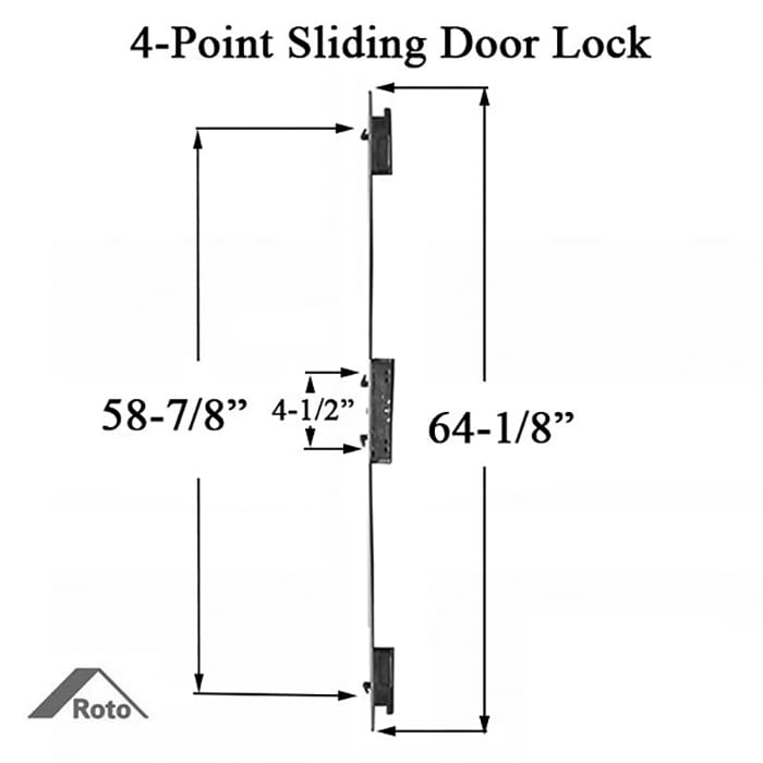 Roto Sliding Patio Door 4 Point Hook Lock - Aluminum - Roto Sliding Patio Door 4 Point Hook Lock - Aluminum