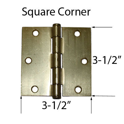 Plain Bearing Hinge 3.5 x 3.5, Sq. Corner - Brushed/Satin Brass - Plain Bearing Hinge 3.5 x 3.5, Sq. Corner - Brushed/Satin Brass