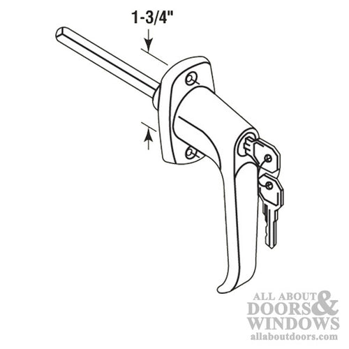 Brass L-Handle with 2-7/8 Inch Shaft - Sturdy and Stylish - Brass L-Handle with 2-7/8 Inch Shaft - Sturdy and Stylish