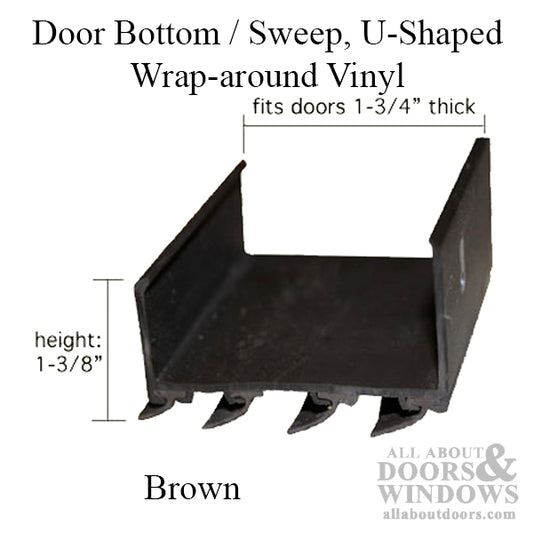 Door Bottom / Sweep, U-Shaped Wrap-around Vinyl - Brown