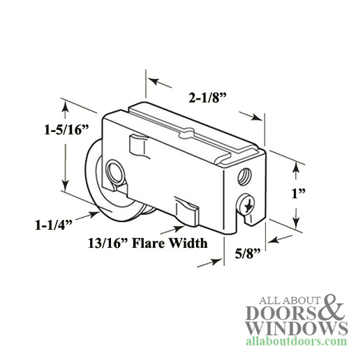 Roller Assembly for Sliding Patio Doors with Adjustable Steel Housing 1.25 Inch Nylon Wheel Diameter - Roller Assembly for Sliding Patio Doors with Adjustable Steel Housing 1.25 Inch Nylon Wheel Diameter