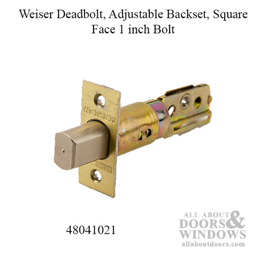 Weiser Deadbolt, 2-3/8 Inch Backset, Square Face, 1 inch Deadbolt Throw - Weiser Deadbolt, 2-3/8 Inch Backset, Square Face, 1 inch Deadbolt Throw