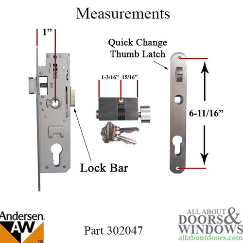 Andersen Storm Door Hardware w/ Lock Bar, Choose Finish - Andersen Storm Door Hardware w/ Lock Bar, Choose Finish