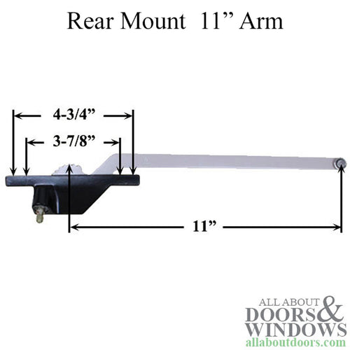 Truth Left Hand 11 Inch Single Arm Rear Mount Casement Operator with Round Shoe - Truth Left Hand 11 Inch Single Arm Rear Mount Casement Operator with Round Shoe