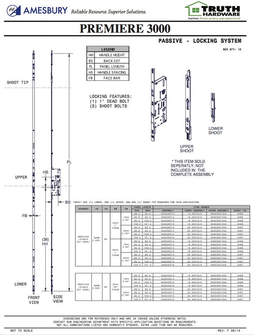 20mm P3000 Passive 60/92 Shootbolt with Hook Receptacle, Doors 82 - 95.5 - 20mm P3000 Passive 60/92 Shootbolt with Hook Receptacle, Doors 82 - 95.5