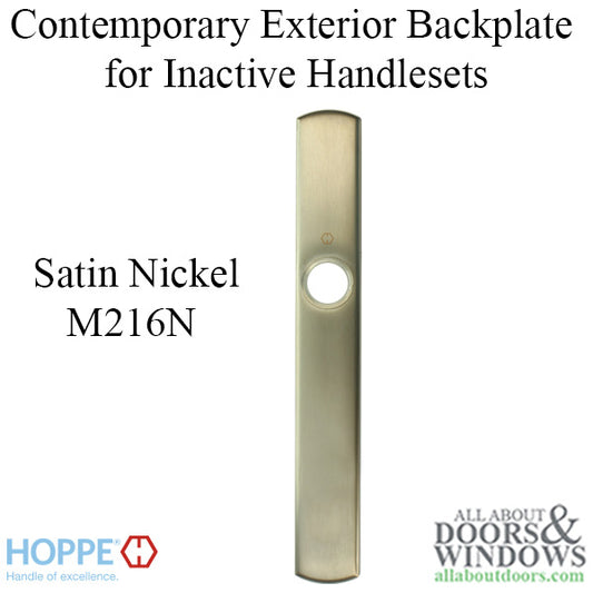 HOPPE Contemporary Exterior Backplate M216N for Inactive Handlesets - Satin Nickel