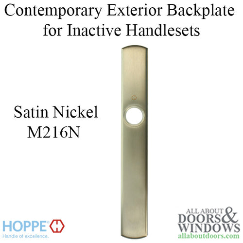 HOPPE Contemporary Exterior Backplate M216N for Inactive Handlesets - Satin Nickel - HOPPE Contemporary Exterior Backplate M216N for Inactive Handlesets - Satin Nickel