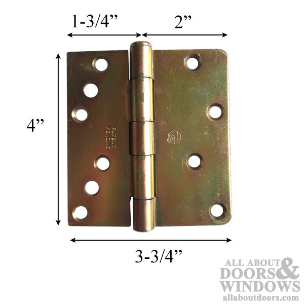 Peachtree Brass Dichromate Hinge - 4 x 3-3/4 - Square and 1/4 in. Radius Corners - Peachtree Brass Dichromate Hinge - 4 x 3-3/4 - Square and 1/4 in. Radius Corners