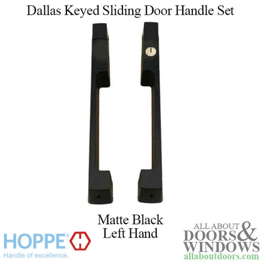 Dallas Keyed Sliding Door handle set, HLS9000 gears LH 1-3/4" Panel - Matte Black