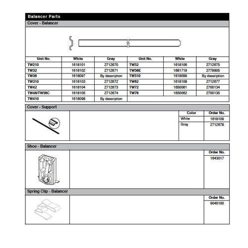 Andersen Tilt-Wash Sash Balancer Cover Support - Gray - Andersen Tilt-Wash Sash Balancer Cover Support - Gray