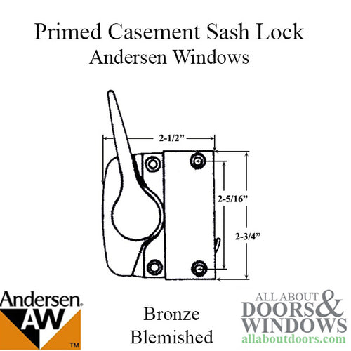 Blemished - Andersen Left Hand Primed Casement Sash Lock - Blemished - Andersen Left Hand Primed Casement Sash Lock