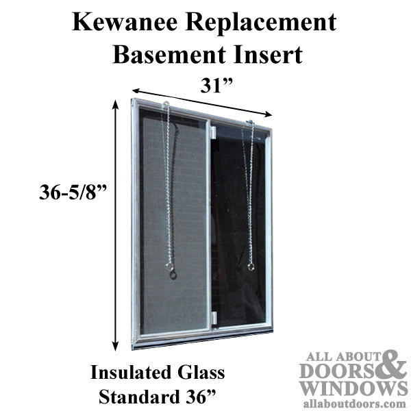 Kewanee C-310A-K-36 Aluminum Basement WINDOW Insert, Dual Pane Glass - Kewanee C-310A-K-36 Aluminum Basement WINDOW Insert, Dual Pane Glass