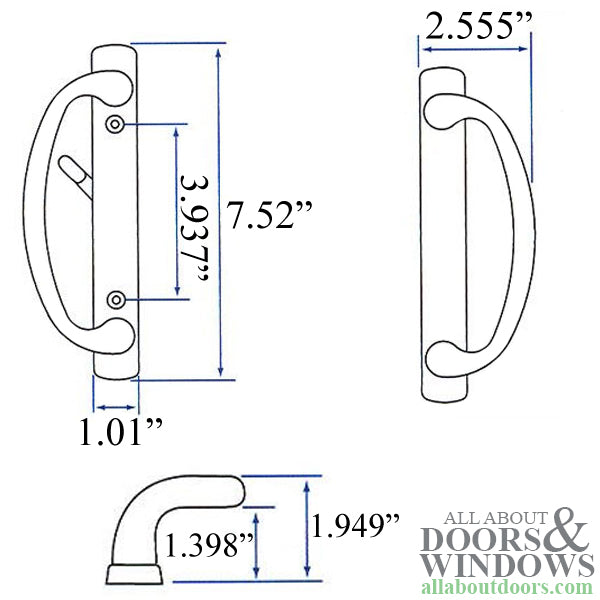 Non-Keyed Charlotte Privacy Sliding Door Handle Set - Non-Keyed Charlotte Privacy Sliding Door Handle Set