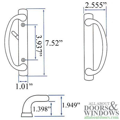 Non-Keyed Charlotte Privacy Sliding Door Handle Set - Non-Keyed Charlotte Privacy Sliding Door Handle Set