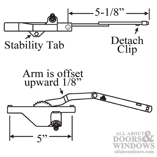 Rear Mount Dyad Casement Operators, 5-1/8